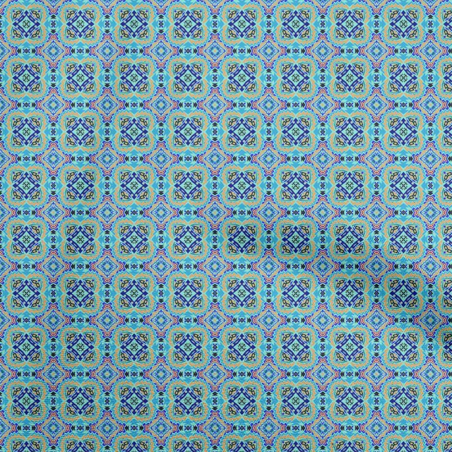 oneOone Cotton Flex Aqua Blue Fabric Tribal Sewing Craft Projects Fabric Prints By Yard 40 Inch Wide
