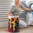 thumbnail image 6 of Quilted Laundry Hamper Foldable Clothes Storage Basket with Handles Boho Fabric Organizer Bin for Bedroom Bathroom Laundry Room Home Organization(H,46X36cm), 6 of 7