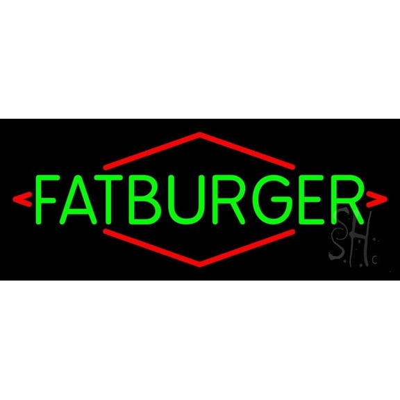Fatburger LED Neon Sign 10 x 24 - inches, Clear Edge Cut Acrylic Backing, with Dimmer - Bright and Premium built indoor LED Neon Sign for restaurant window and interior decor.