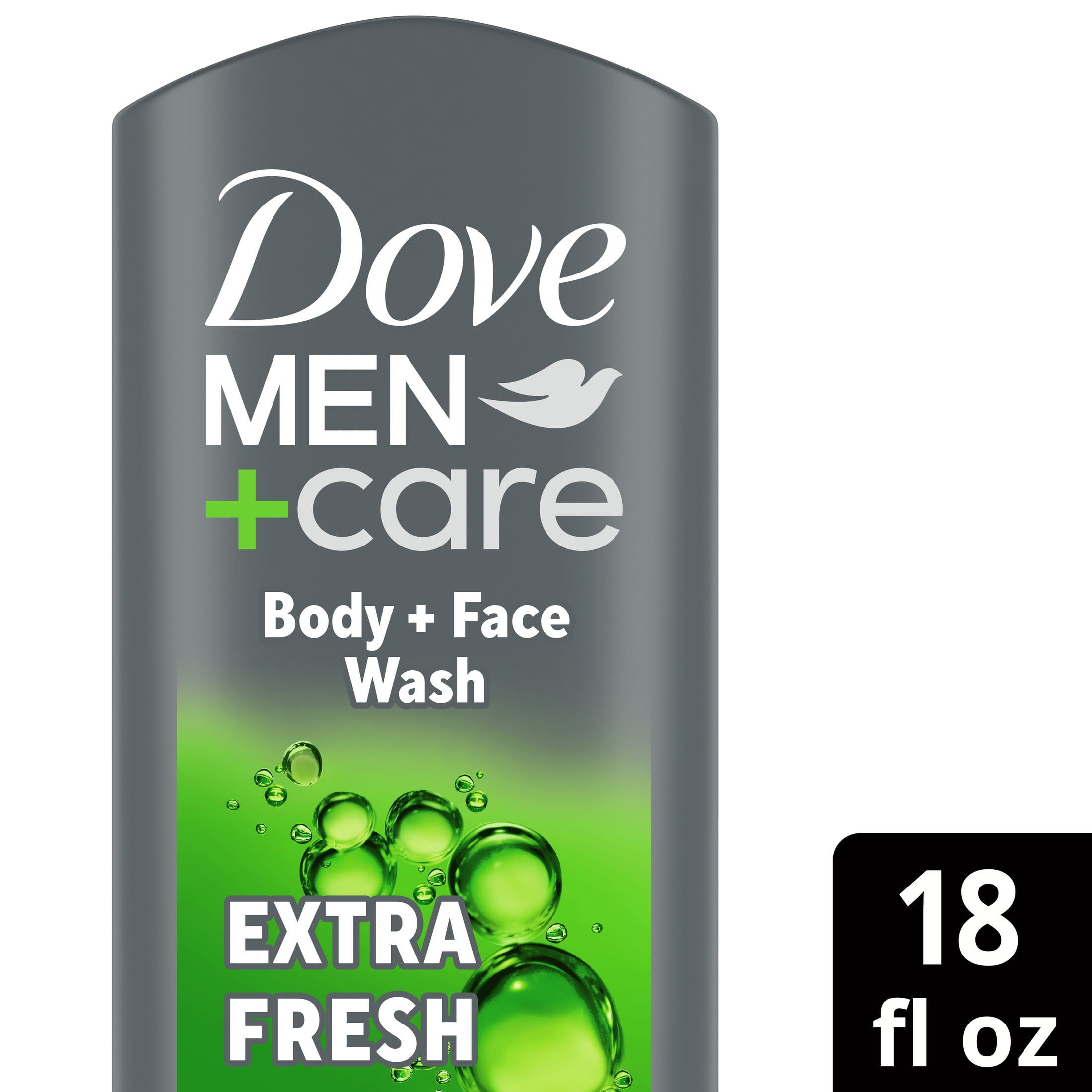 (4 pack) Dove Men+Care Refreshing Hydrating Face & Body Wash for Men Extra Fresh All Skin, 18 oz