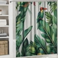 thumbnail image 6 of Orinice Tropical Leaves and Paradise Bird,Watercolor Green Leaves on a White Background Shower Curtain Sets for Bathroom Fabric Machine Washable Digital Printing Decor with 12 Hooks,  69x72, 6 of 7