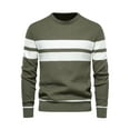 thumbnail image 1 of Bellella Chandail Homme Manches Longues Chandail Rayé Tricoté Col Rond Ample Vert Armée TG, 1 of 2