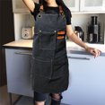 thumbnail image 2 of Work BBQ Apron for Men Women - Canvas Woodworking Apron with Large Pockets, Gift for Chef, Mechanic, Carpenter（black）, 2 of 5