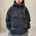 thumbnail image 2 of Odeerbi Kids Boys Winter Coat Jacket Warm Outerwear Overcoat Solid Color Long Sleeve Hooded Jacket Black, 2 of 5