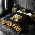 thumbnail image 2 of meiyoeat Gold Sparkle Monogram R Twin Comforter Sets,Leopard Glitter Bow Initial Print Bedding Set For Girl,Black Reversible,2pcs,1 Comforter and 1 Pillowcase, 2 of 7