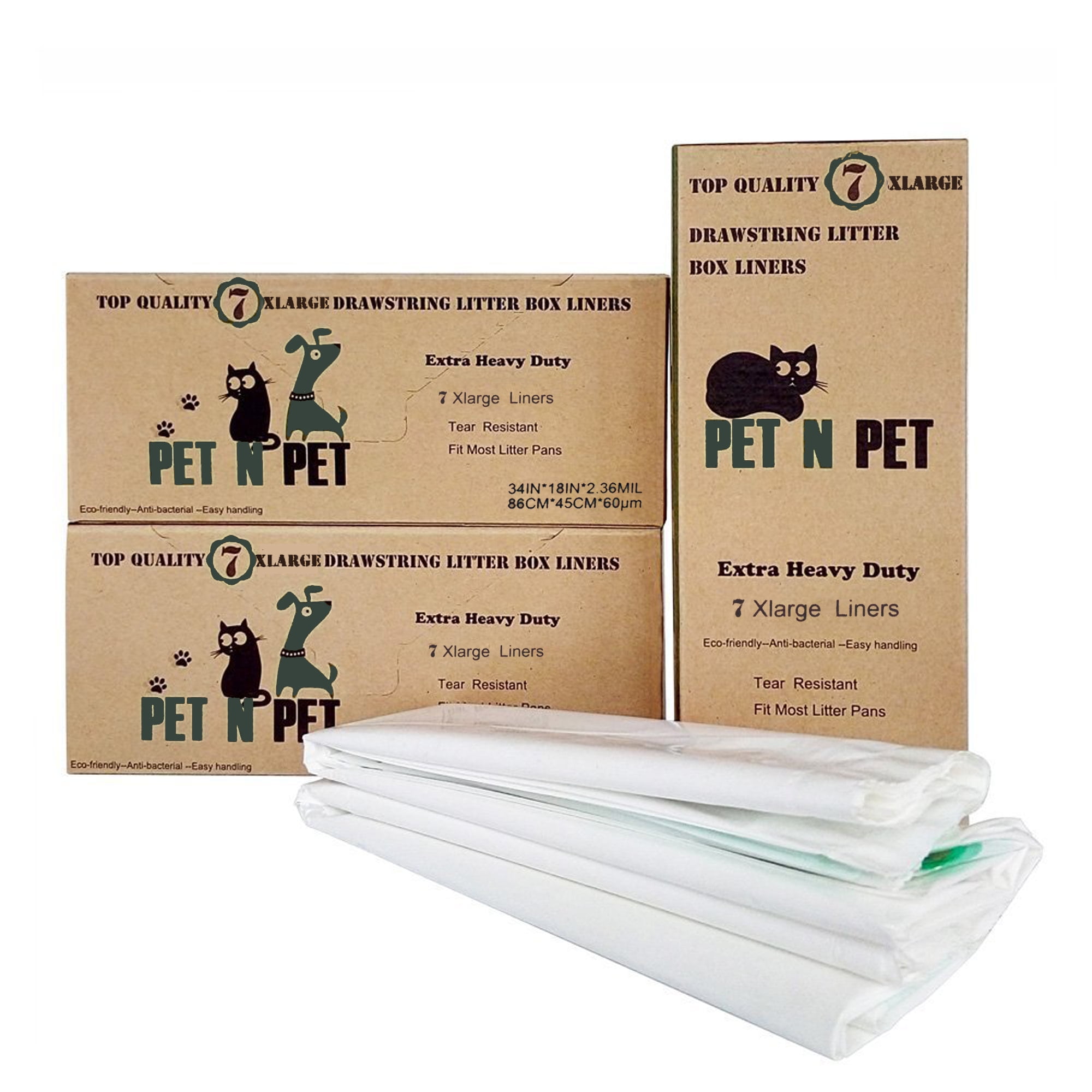 PET N PET Cat Litter Liners Extra Large Jumbo Size Cat Litter Resistant Bags with Drawstrings 