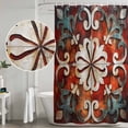 thumbnail image 5 of Xipuska Burnt Orange Ethnic Shower Curtain - Water Repellent Fabric Shower Curtains Washable, Rustic Boho Flowers Impressionist Decorative Polyester Cloth Bathroom Curtains Modern Bath Decor 36"x72", 5 of 6