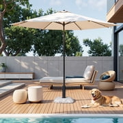 Crestlive Products Patio Umbrella Base 45lbs, Concrete with Cobblestone Decor Heavy Duty Square Stand for Deck Poolside Yard (Cobblestone)