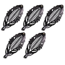 BESTYASH 5Pcs Black Plastic Hairpins Floral Banana Hair Clips Hair Ponytail Holder Durable