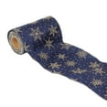 thumbnail image 3 of Holiday Time 6 inch x 20 feet Snowflake Ribbon, Navy & Gold, 3 of 4