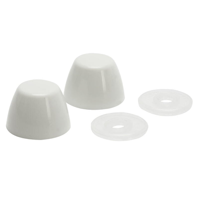 Toilet Floor Bolt Caps With Snap-On Insert Plastic White Round Top 