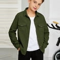thumbnail image 2 of Boys Corduroy Button Up Shirt Long Sleeve Western Shirts with Pockets Casual Flannel Jacket for Tween Shacket Holiday Outfits, 2 of 9