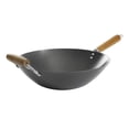 thumbnail image 1 of Wok de acero al carbono de fondo plano, 14 pulgadas, color negro, 1 of 7