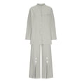 thumbnail image 6 of GILIGEGE Linen Sets for Women 2 Piece Summer 2 Piece Outfits Cotton Linen Sets Button Down Shirts and Drawstring Wide Leg Long Pants with Pockets Wide Leg Pants Tracksuit Lounge Matching Sets, 6 of 9