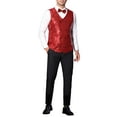 thumbnail image 2 of INSPIRE CHIC Men's Vest V-Neck Slim Fit Double-Breasted Party Disco Prom Nightclub Sequin Vest L Red, 2 of 5