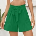 thumbnail image 2 of Lenpel Women's Shorts Trendy Summer Ruffle Elastic High Waisted Tie Front Pleated Wide Leg Shorts Casual Beach Shorts, 2 of 5