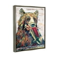 thumbnail image 3 of Stupell Bear & Fish Modern Wildlife Splash Animals & Insects Painting Gray Floater Framed Art Print Wall Art, 3 of 6