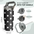 thumbnail image 4 of 30oz Stainless Steel Flip Straw Tumbler Spill Proof Travel Cup Double Wall Vacuum Insulated Coffee Mug with Top Handle, Grey-3, 4 of 6