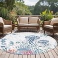 thumbnail image 4 of Round Rugs 5Ft, Coastal Jellyfish Round Area Rug Washable Indoor Throw Carpet, Summer Beach Nautical Ocean Coral Seahorse Soft Non Slip Circle Rug for Cabinet Bathroom Home Decor Aesthetic, 4 of 8