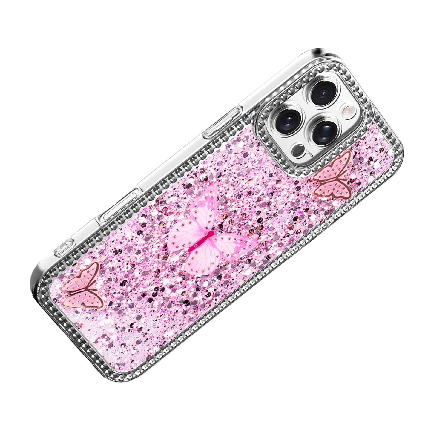 Shiny Butterfly Case for iPhone 17 Pro - Pink
