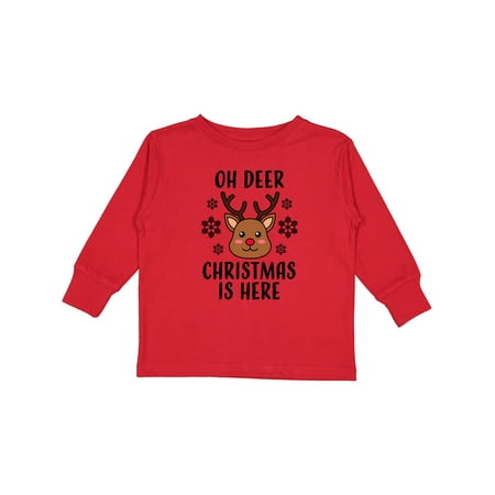

Inktastic Oh Deer Christmas is Here with Cute Reindeer Icon Gift Toddler Boy or Toddler Girl Long Sleeve T-Shirt
