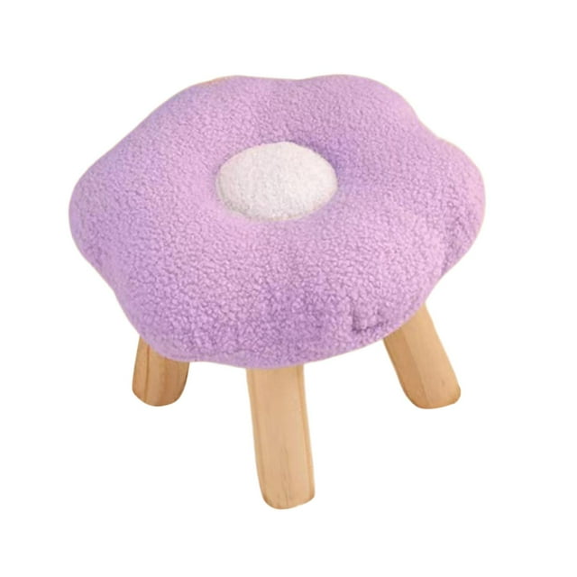 Step Stool Footrest Flower Shape Multipurpose Cartoon Foot Rest, Soft Ottoman Sofa Stool for Bedroom, Entryway, Apartment Bedside Living Room Violet