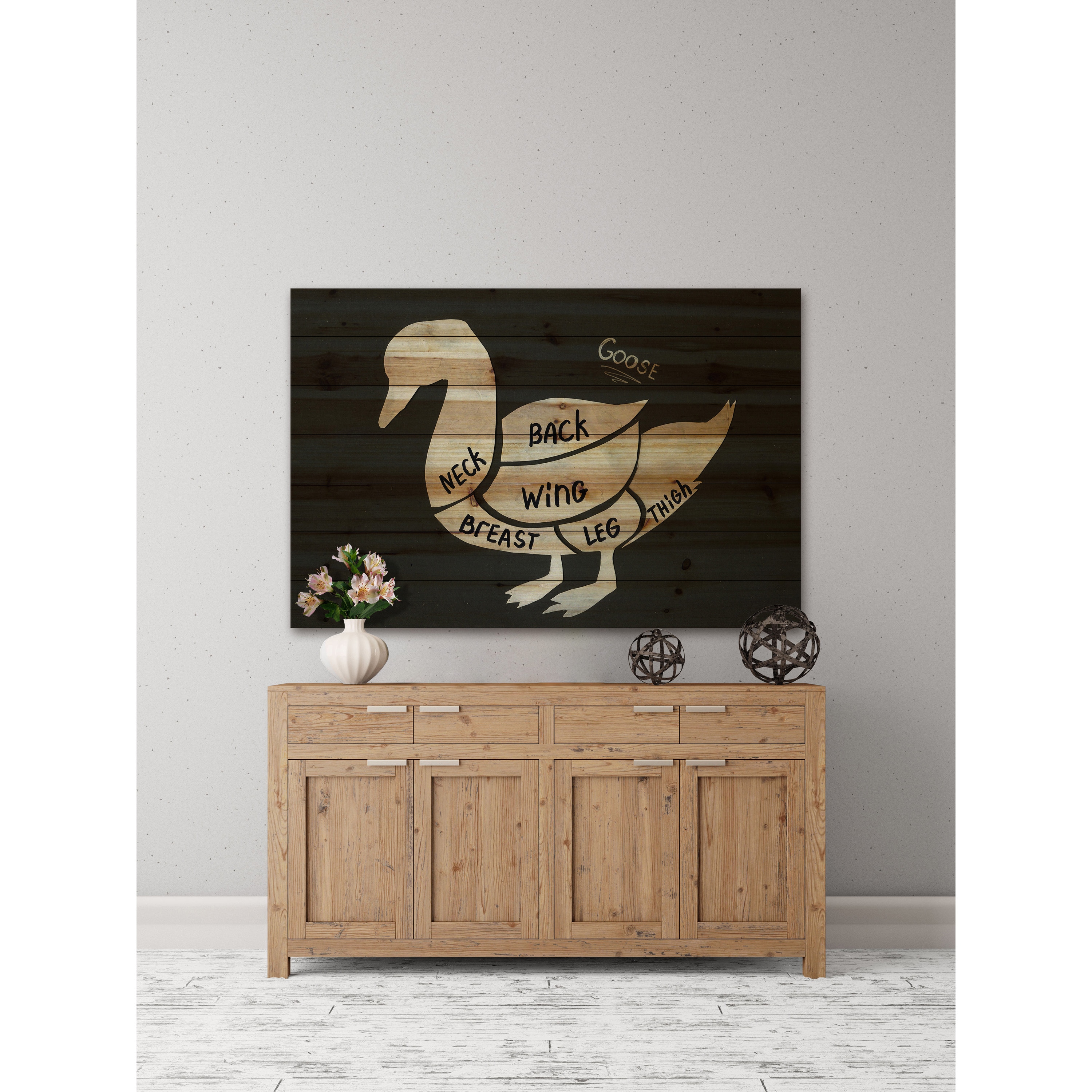 "Goose Formation" Painting Print on Natural Pine Wood
