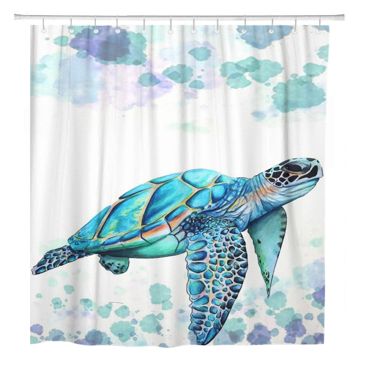 Marine animal sea turtle Shower Curtain Bathroom Decor Fabric & 12hooks 71x71in 