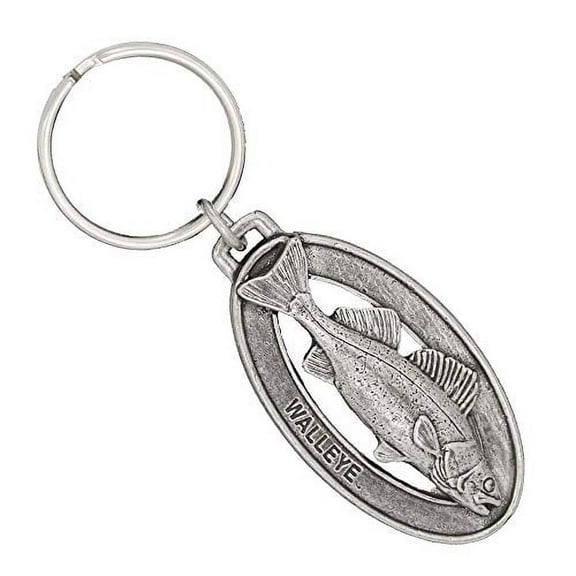 Creative Pewter Designs Walleye Key Chain, Key Fob, Key Ring, Keychain F075KC Handmade in The USA