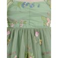 thumbnail image 5 of IBTOM CASTLE Toddler Girl Birthday Dress Floral Confetti Tulle Formal Wedding Party Long Sleeve Dresses for Cake Smash Photo Shoot 3-4 Years Sage Green Floral, 5 of 8