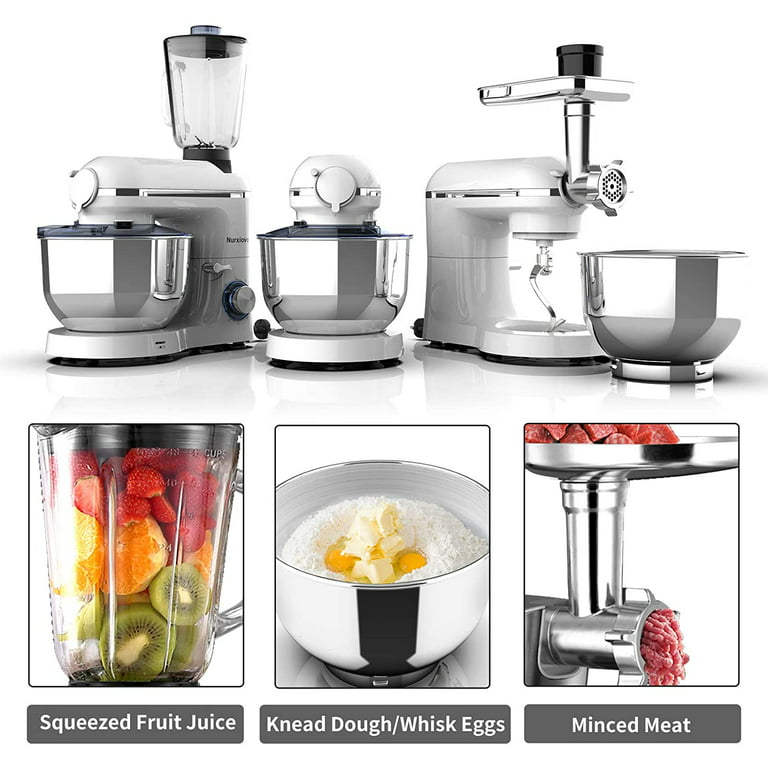 Nurxiovo 3-in-1 Upgraded Mixer, 6-Speed and Pulse Kitchen Food Standing Mixer with 6.5 QT Stainless Bowl, Multi-Function Home mixer with Dough Hook, Meat Blender and Extractor, - Walmart.com