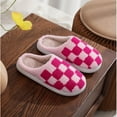 thumbnail image 3 of Fmbrln Womens Mens Fuzzy Slippers Fashion Cute Plaid Print House Slippers Winter Warm Comfy Indoor Outdoor Slippers, 3 of 5