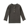thumbnail image 4 of Ulanda Toddler Boys Henley Shirt Cotton Soild Long Sleeve Tops for Kids 18 Months-7 Years (Dark Gray, 18-24 Months), 4 of 8