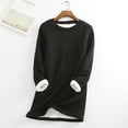 thumbnail image 2 of Siilsaa Women Warm Sherpa Lined Crewneck Sport Sweatshirt Pullover Loungewear Black,5XL, 2 of 4