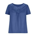 thumbnail image 2 of Plebaso Plus Size Tops for Women Lace V Neck Short Sleeve Tunic Shirts for Women Soft Casual Dressy Blouses, 2 of 5