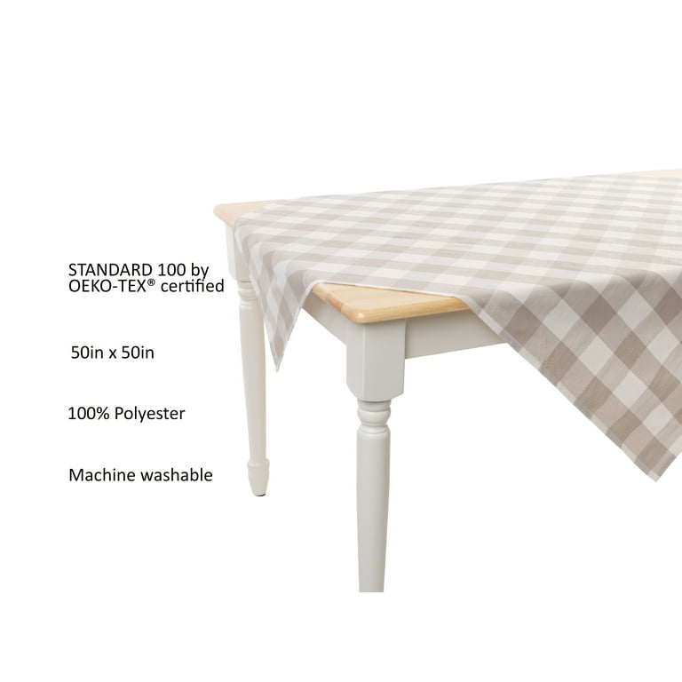 Beige Plaid Table Throw photo 4