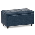 thumbnail image 3 of Cosmopolitan 34 in.W Contemporary Storage Ottoman in Denim Blue Faux Leather, 3 of 14