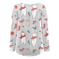thumbnail image 5 of Hauts et Blouses d'Été pour Femmes 2023 Chemisier Décontracté Ample à Col Rond avec Boutons Manches Longues Imprimé de Noël en Liquidation, 5 of 5