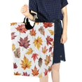 thumbnail image 4 of Yayeee Freestanding Laundry Hamper with Handle Collapsible Large Storage Basket for Clothes, Gray Autumn Leaves, 4 of 7