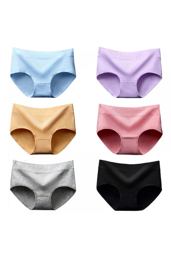 Women Mid-waist Cotton Panties Solid Full Coverage Briefs Stretch Panties Soft Underpants