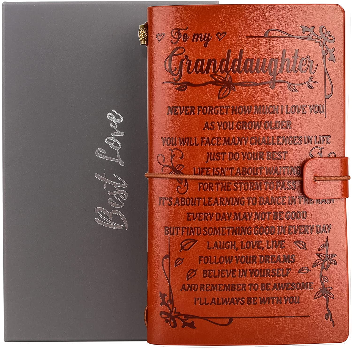Back to School Gifts for Granddaughter Girls Office Product Sketchbook Travel Journal Sketch Diary Refillable Notebook To My Granddaughter Leather Journal I'LL ALWAYS BE WITH YOU 