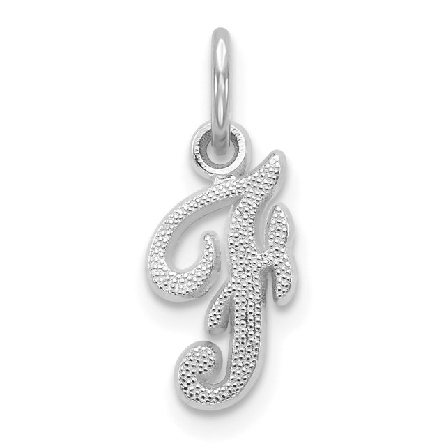 14k White Gold Dainty Letter F Initial Name Monogram Necklace Pendant Charm