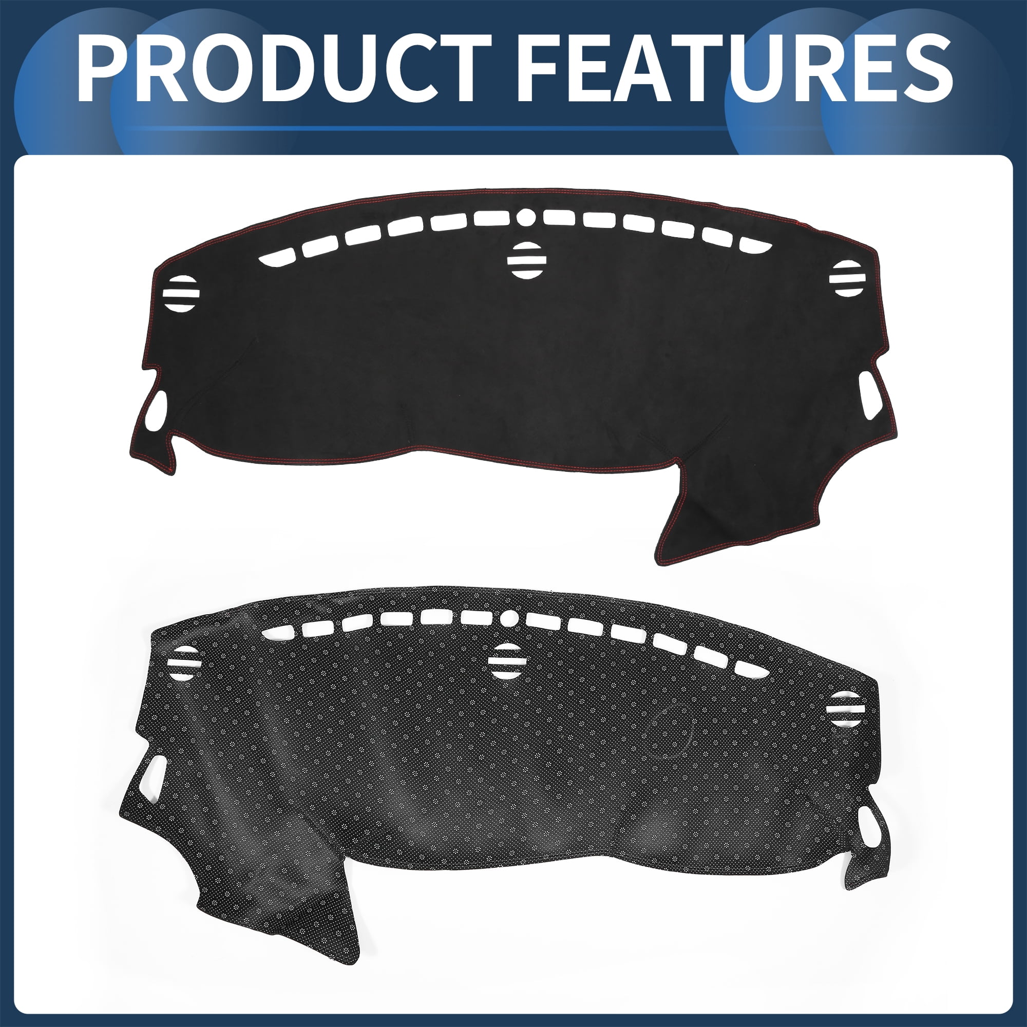 Unique Bargains Dash Cover Interior Non-Slip Dashboard Carpet Mat Pad for Dodge Dart 2013-2016 Suede Black Red