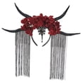 thumbnail image 3 of Diadema de flores Yuyangstore para el pelo con cuerno de antílope Rojo, 3 of 7