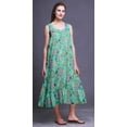 thumbnail image 2 of Bimba Vert Aigue-Marine2 Mérou Océan Imprimé Poisson Chemises de Nuit en Coton pour Femmes Robe Sans Manches Tenue de Nuit Robe Maxi Moyen, 2 of 6