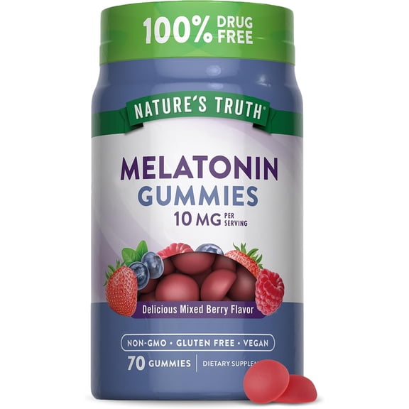 Melatonin Gummies 10mg | 70 Count | Berry Flavor | For Men and Women | by Nature's Truth