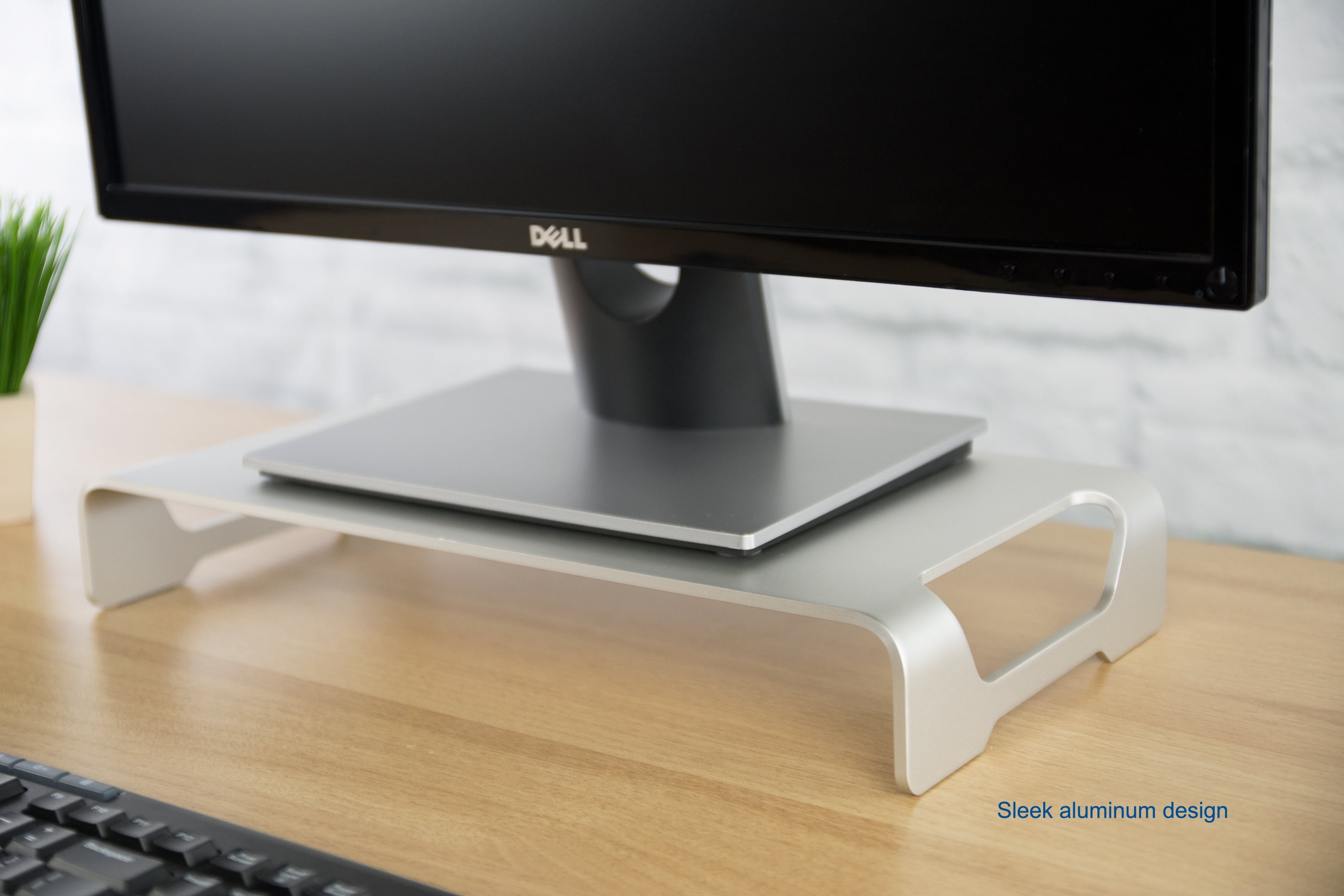 VIVO Silver Aluminum 16" Monitor Riser Ergonomic Desktop Stand Desk Organizer
