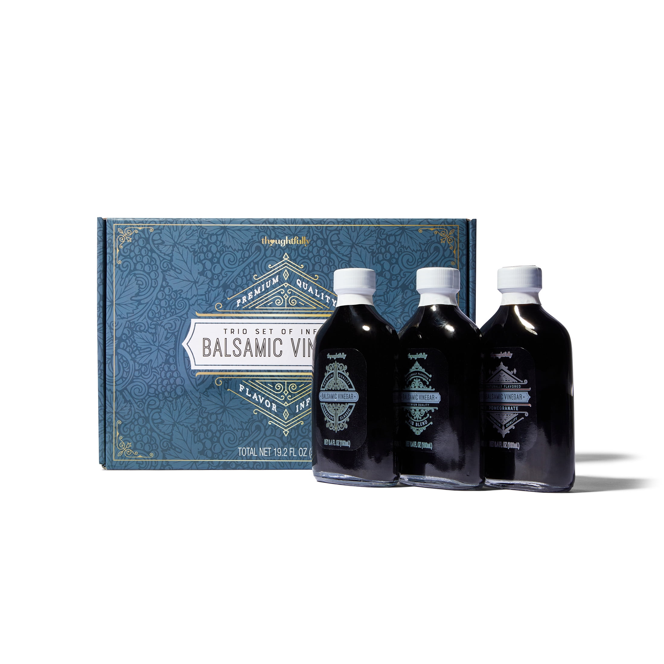 Thoughtfully Gourmet Balsamic Vinegar Gift Set - 6 Flavored Bottles From Modena, Italy (Fig, Chili, Garlic & More)