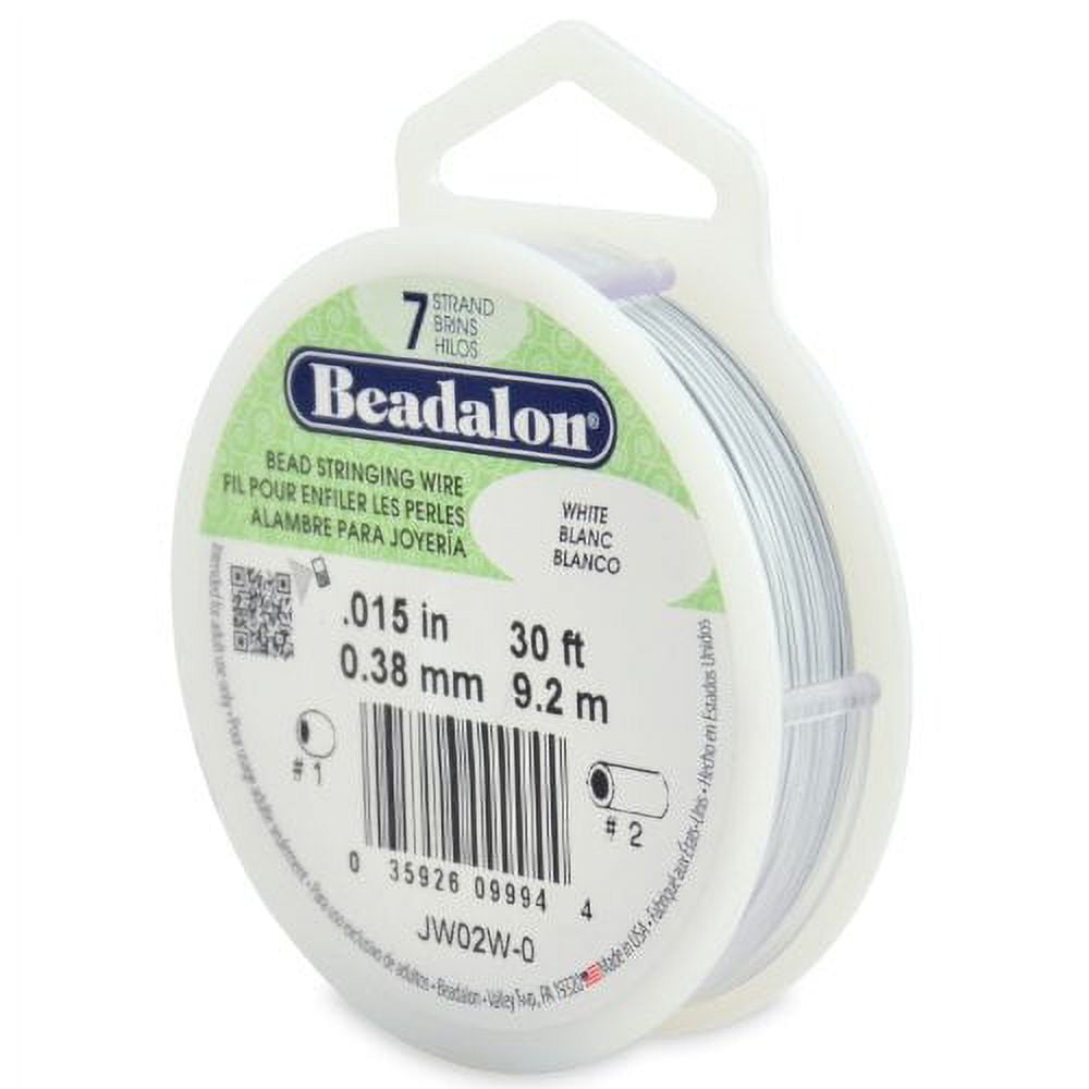 Beadalon 7 Strand Bead Stringing Wire, Standard Colors, White .38mm 