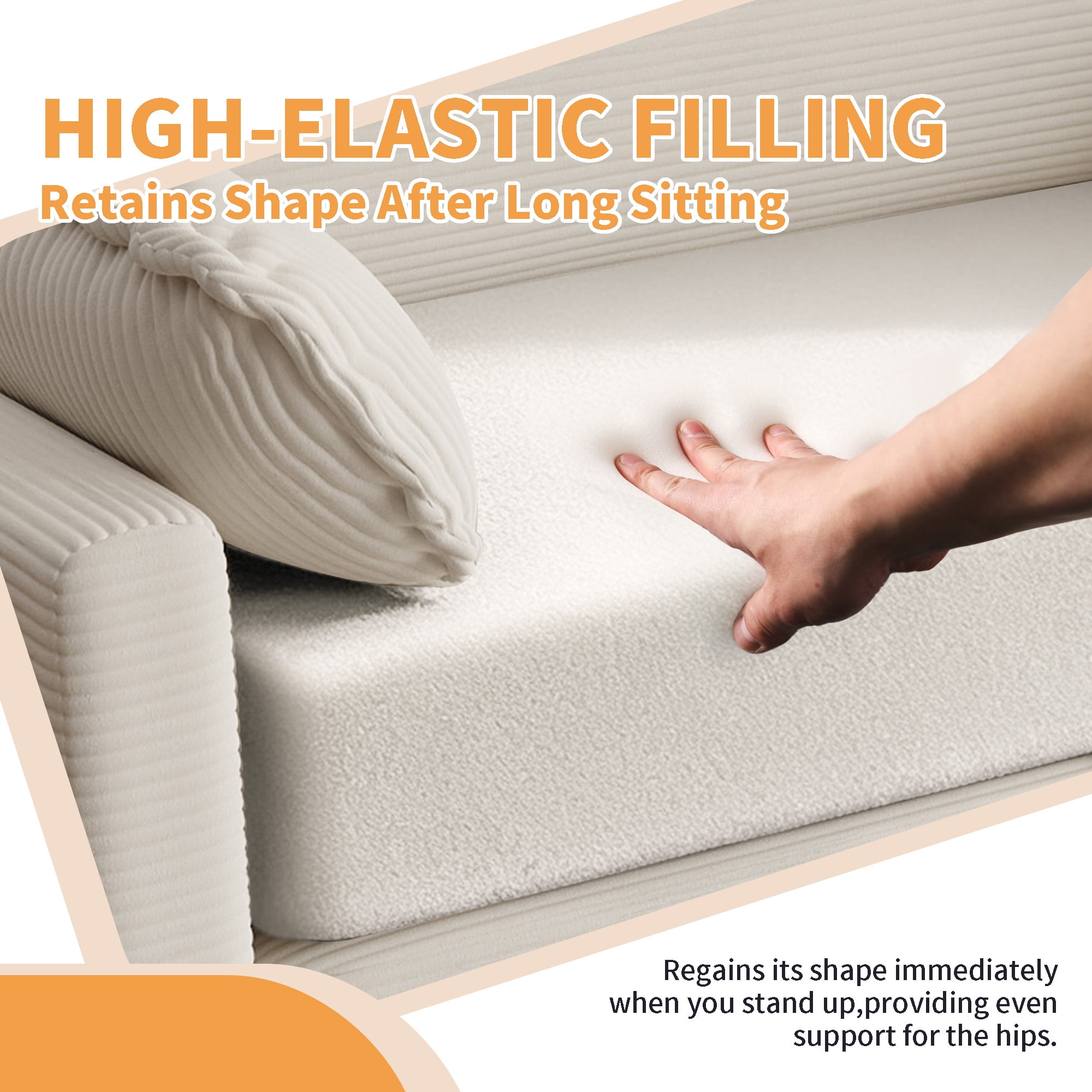 Convertible Sofa Bed, Loveseat Sleeper, 2-in-1 Sofa with Skin-Friendly Corduroy Fabric, Zero-Threshold Form Switch and Side Storage Pocket, for Small Space Living Room, Beige